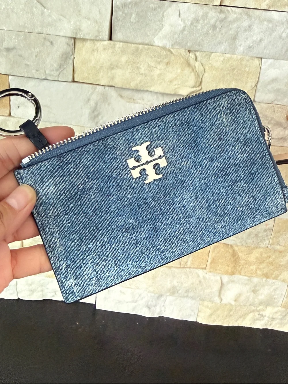 New‼️Tory Burch Britten Zip Card Case 180075 Oceanside $160